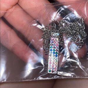 Y2K Multicoloured Gem Bar Pendant Necklace